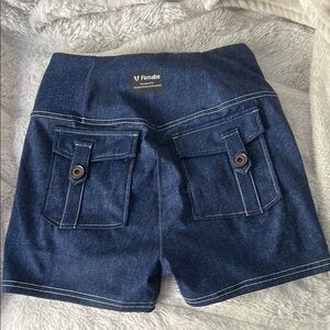 Women's Athletic Denim Shorts - Blue